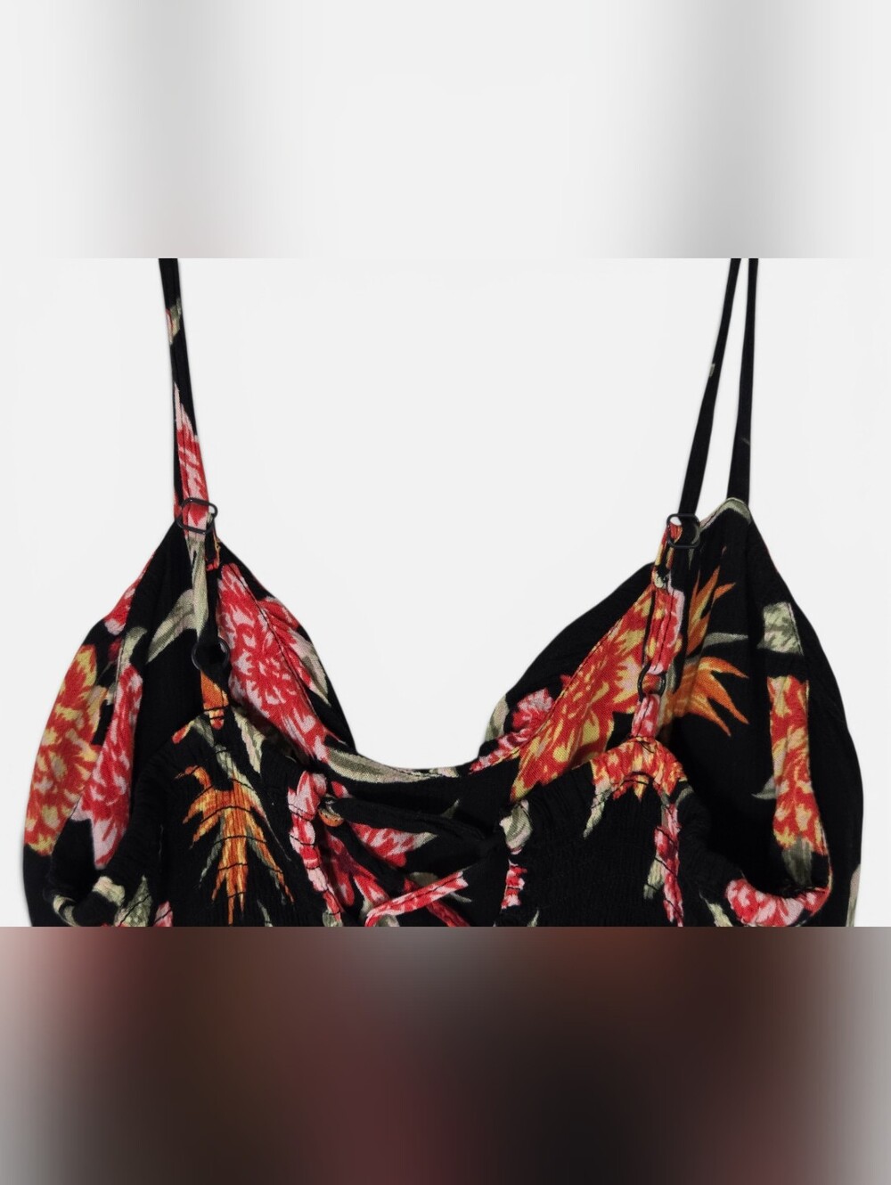 Derek Heart Tropical Floral Jumpsuit Black Orange Red Wide Leg Womans Small - Picture 6 of 10